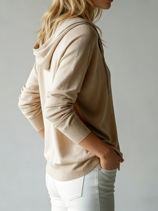 Arianna | Cardigan Albicocca con Cappuccio e Chiusura a Bottoni