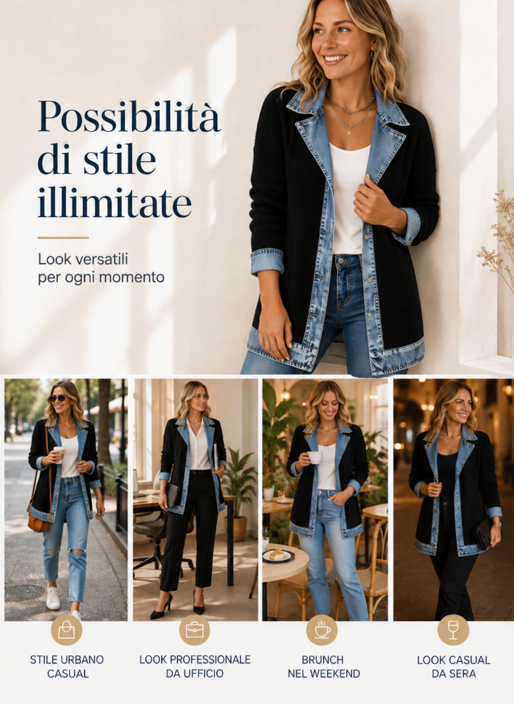 Vittoria | Giacca in Maglia e Denim