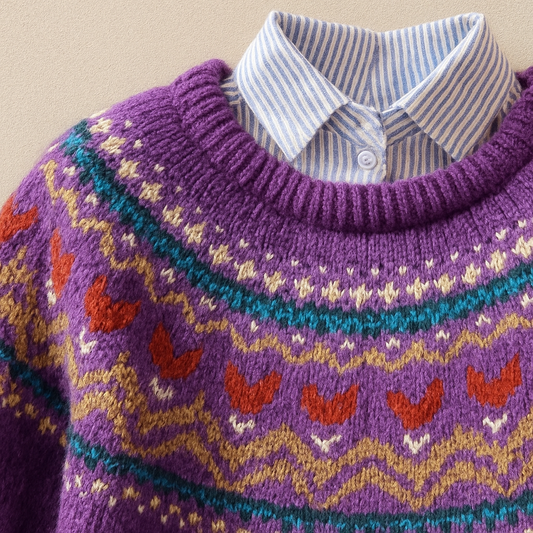 Lorenza | Maglione Jacquard Vintage Viola