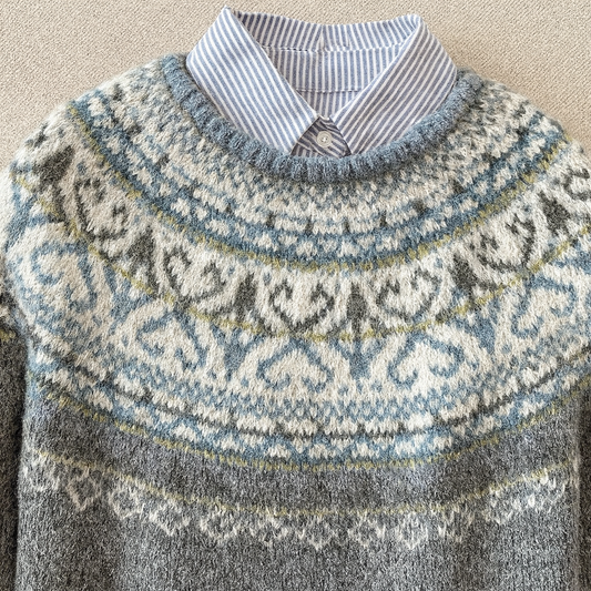 Ornella | Maglione Jacquard Vintage Grigio Melange