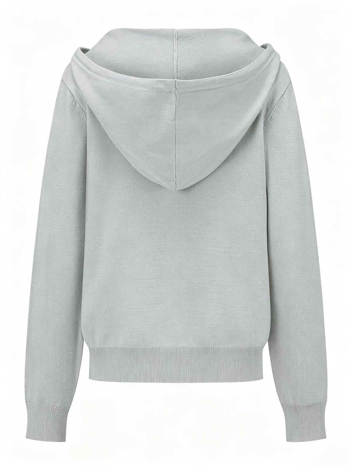 Ginevra | Cardigan Grigio Chiaro con Cappuccio e Chiusura a Bottoni