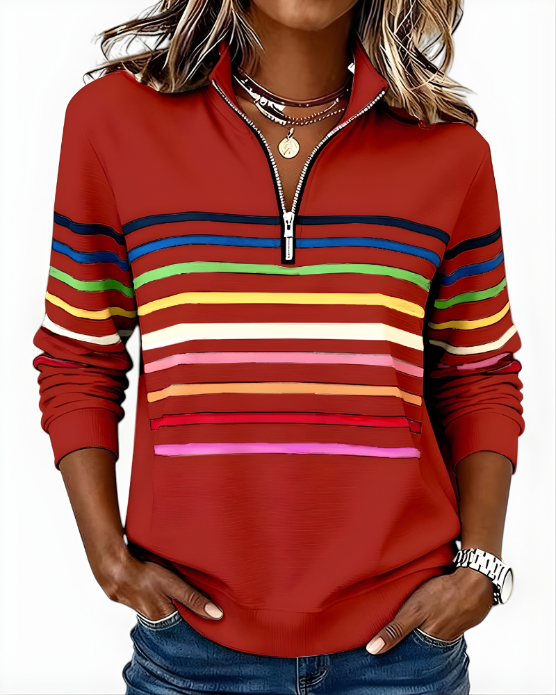 Ramona | Maglione con Zip e Righe Multicolore