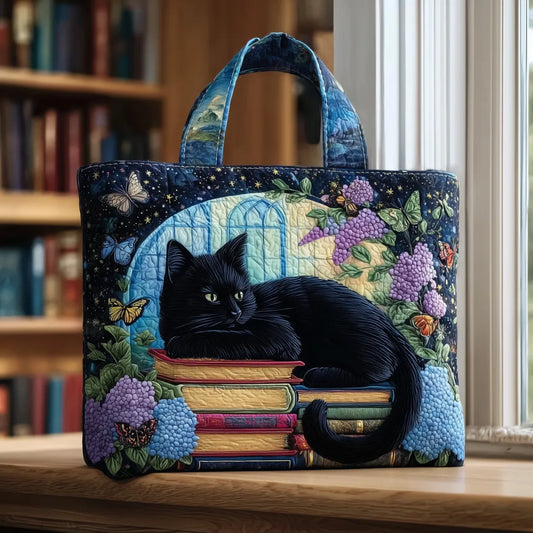 Ilenia | Borsa Tote Trapuntata Gatto Nero e Libro