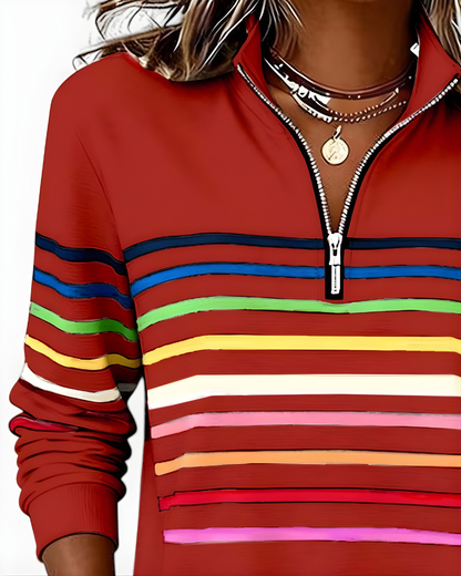 Ramona | Maglione con Zip e Righe Multicolore