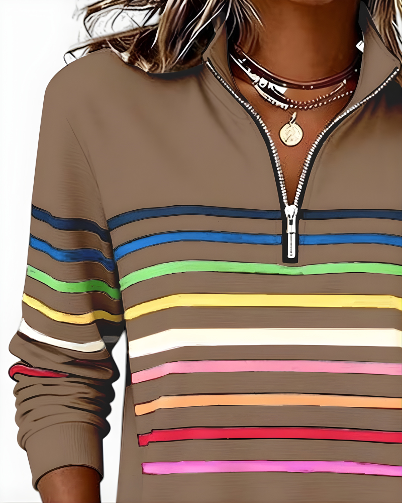 Ramona | Maglione con Zip e Righe Multicolore