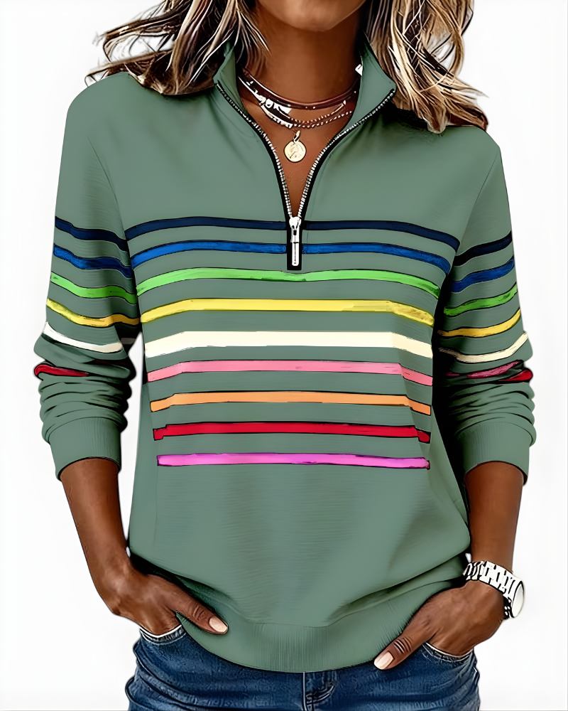 Ramona | Maglione con Zip e Righe Multicolore