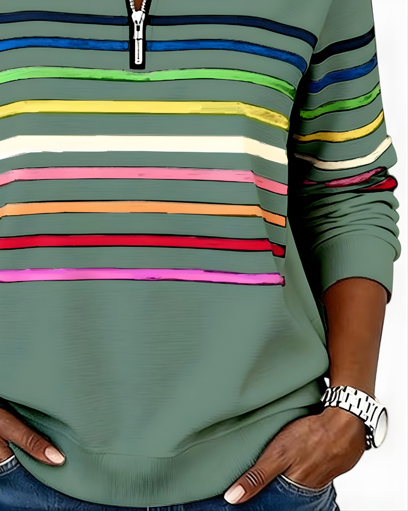 Ramona | Maglione con Zip e Righe Multicolore