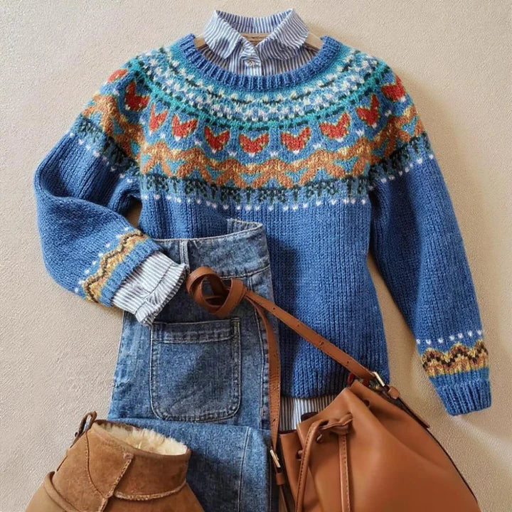 Marisa | Maglione Jacquard Vintage Blu