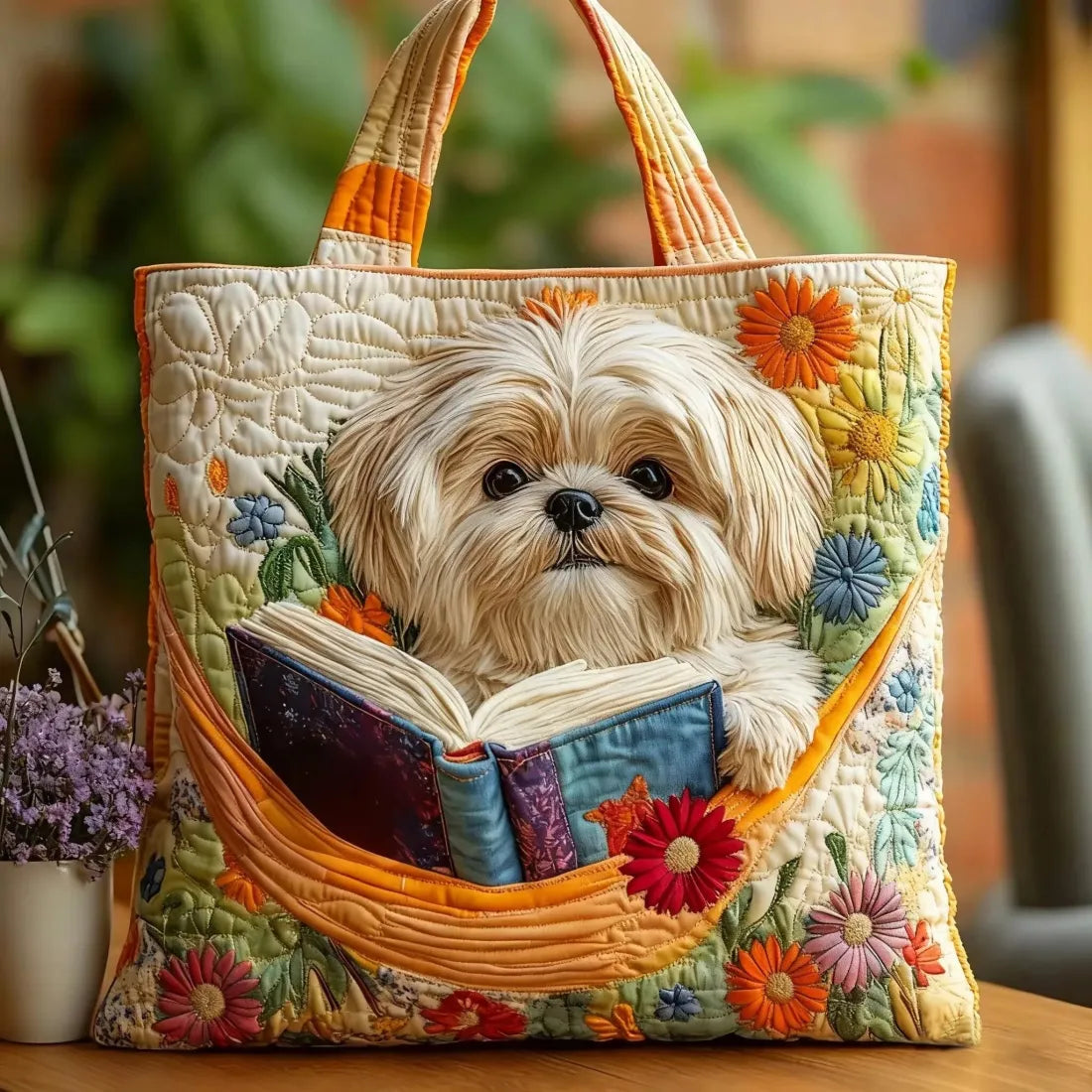 Borsa artigianale | Zoo marino, libri e fiori
