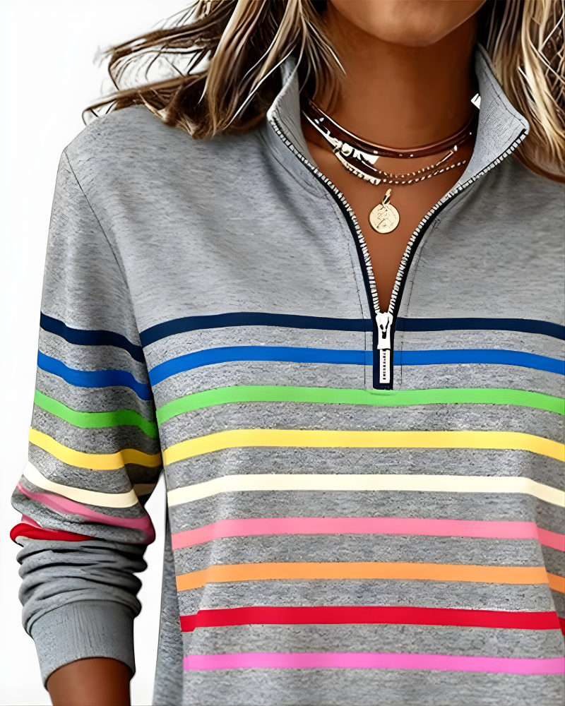 Ramona | Maglione con Zip e Righe Multicolore
