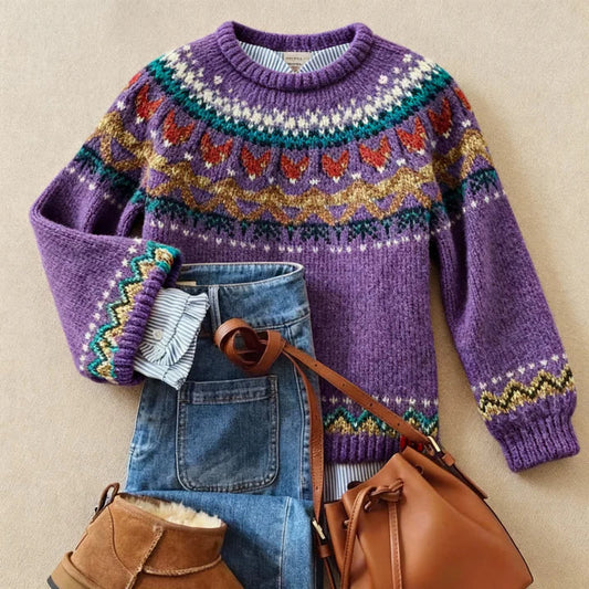 Lorenza | Maglione Jacquard Vintage Viola