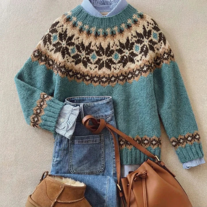 Viviana | Maglione Jacquard Vintage Turchese