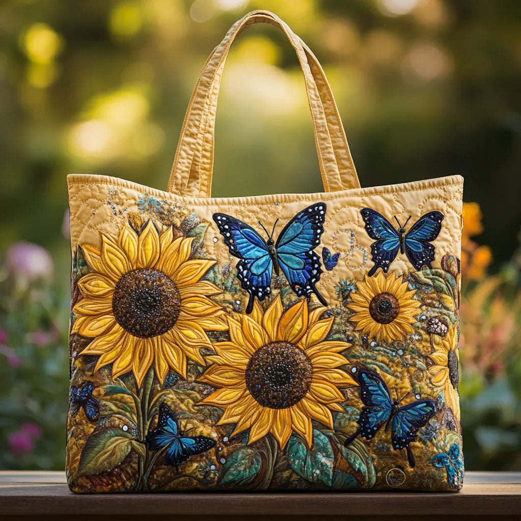 Borsa artigianale | Girasole e farfalla blu