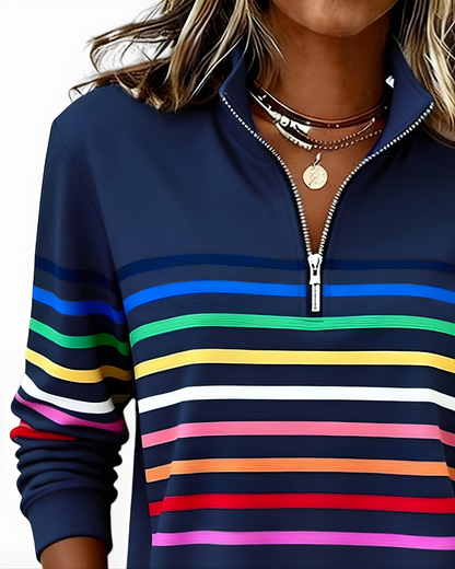 Ramona | Maglione con Zip e Righe Multicolore