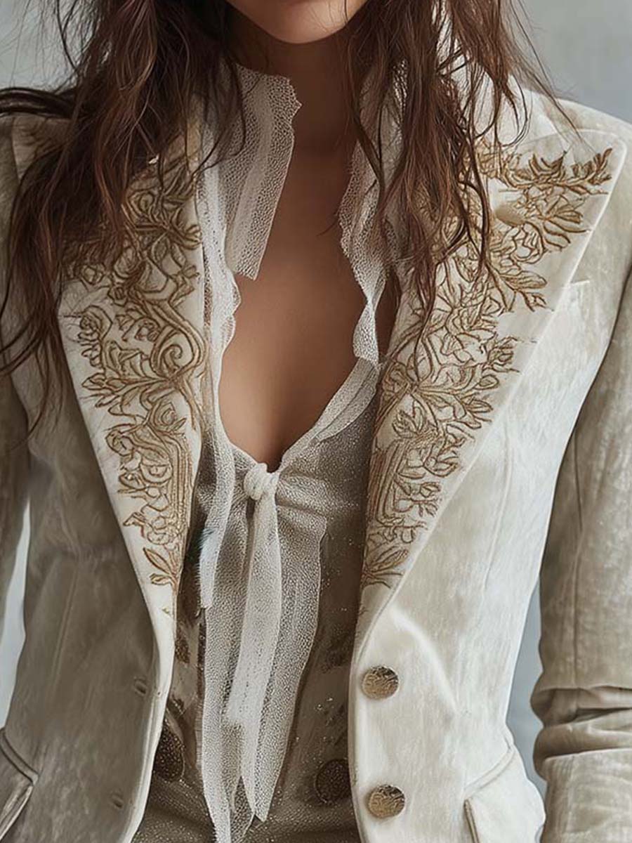 Nerina | Blazer Ricamato Avorio