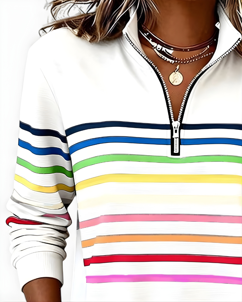Ramona | Maglione con Zip e Righe Multicolore