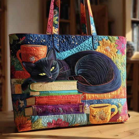 Borsa artigianale | Tote nera per libri e tazze