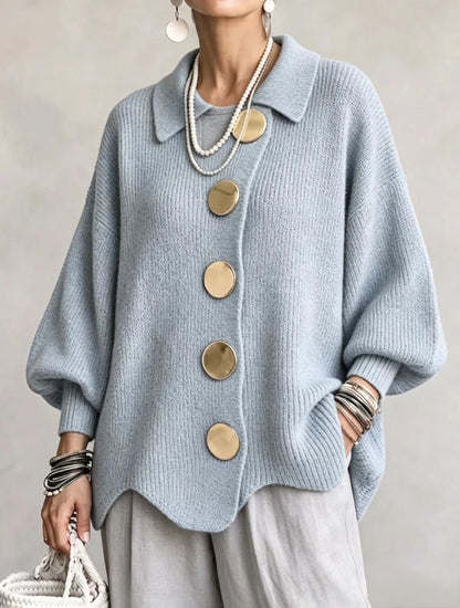 Ilenia | Cardigan Oversize con Colletto e Bottoni Maxi