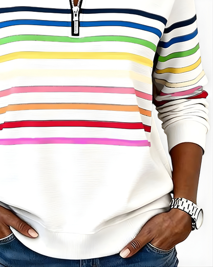 Ramona | Maglione con Zip e Righe Multicolore