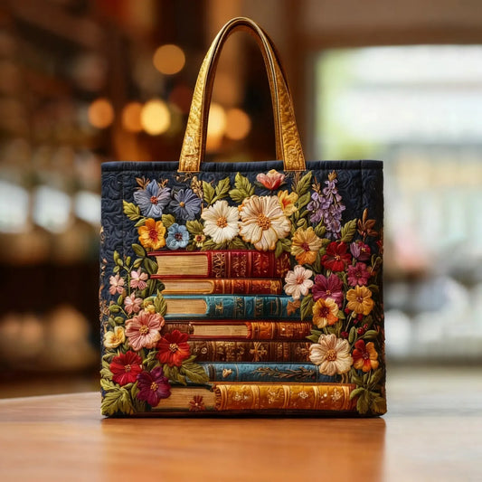 Borsa artigianale | Stampa floreale e libro