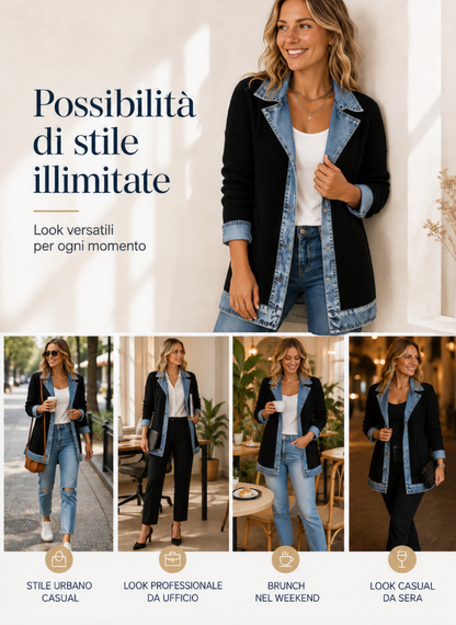 Vittoria | Giacca in Maglia e Denim