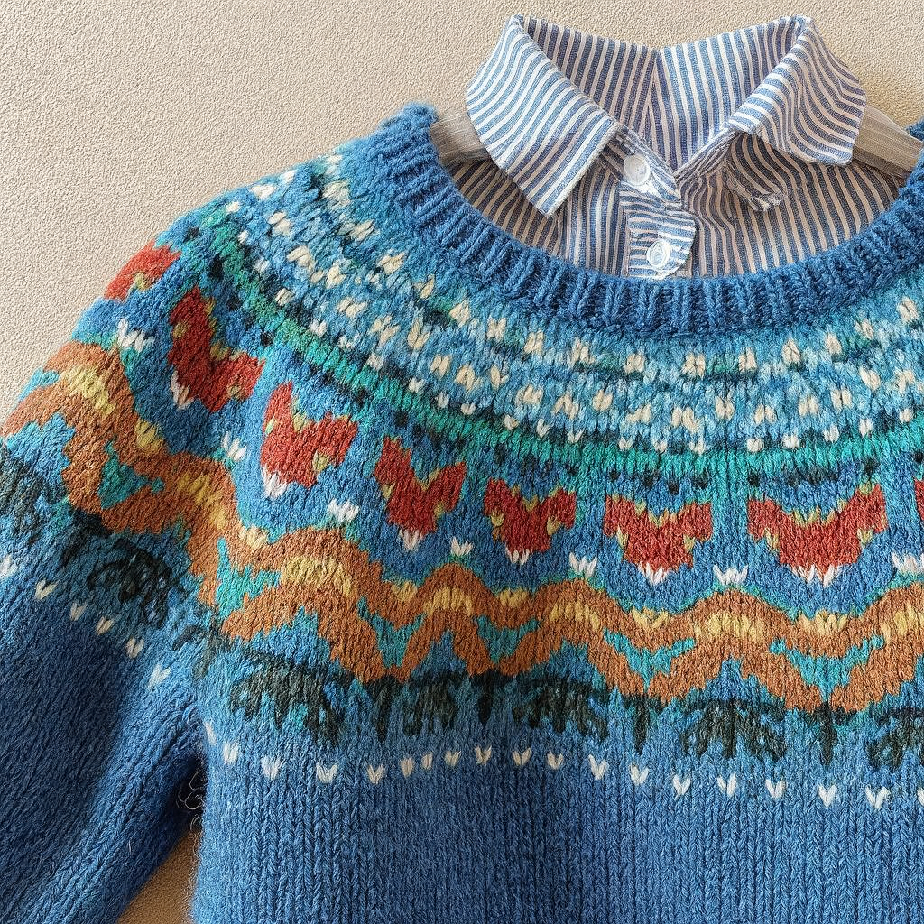 Marisa | Maglione Jacquard Vintage Blu