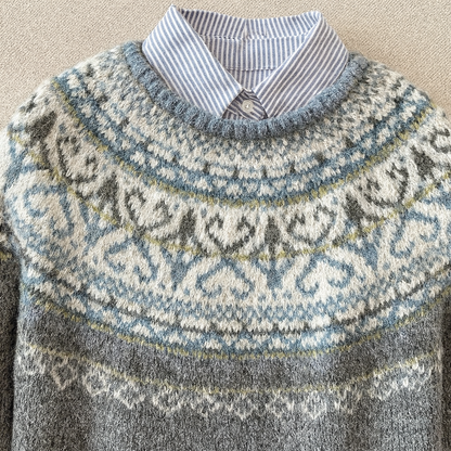 Ornella | Maglione Jacquard Vintage Grigio Melange