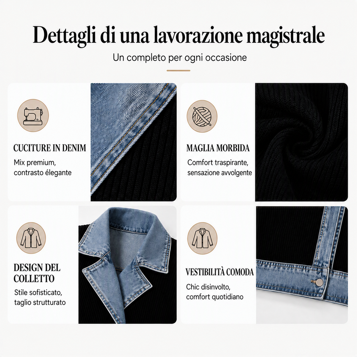 Vittoria | Giacca in Maglia e Denim