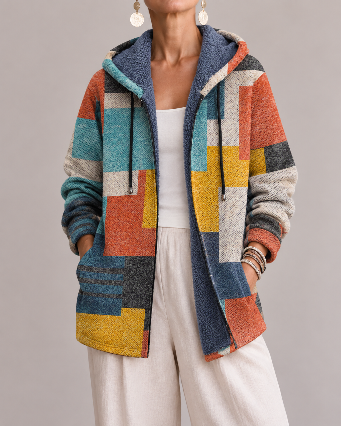Fiammetta | Felpa con Cappuccio Artistica Multicolore