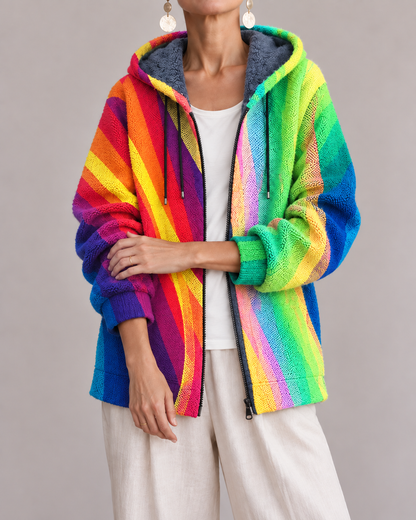 Fiora | Felpa con Cappuccio Effetto Arcobaleno