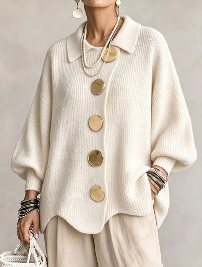 Ilenia | Cardigan Oversize con Colletto e Bottoni Maxi