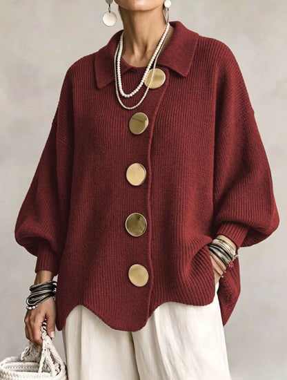 Ilenia | Cardigan Oversize con Colletto e Bottoni Maxi