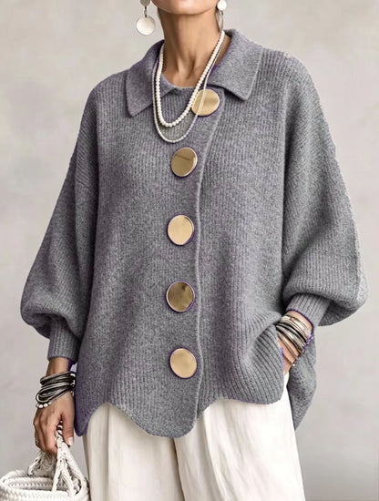 Ilenia | Cardigan Oversize con Colletto e Bottoni Maxi