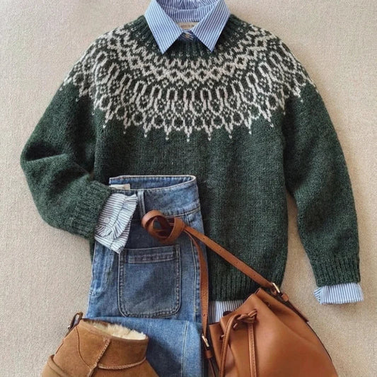 Graziella | Maglione Jacquard Vintage Verde Bosco