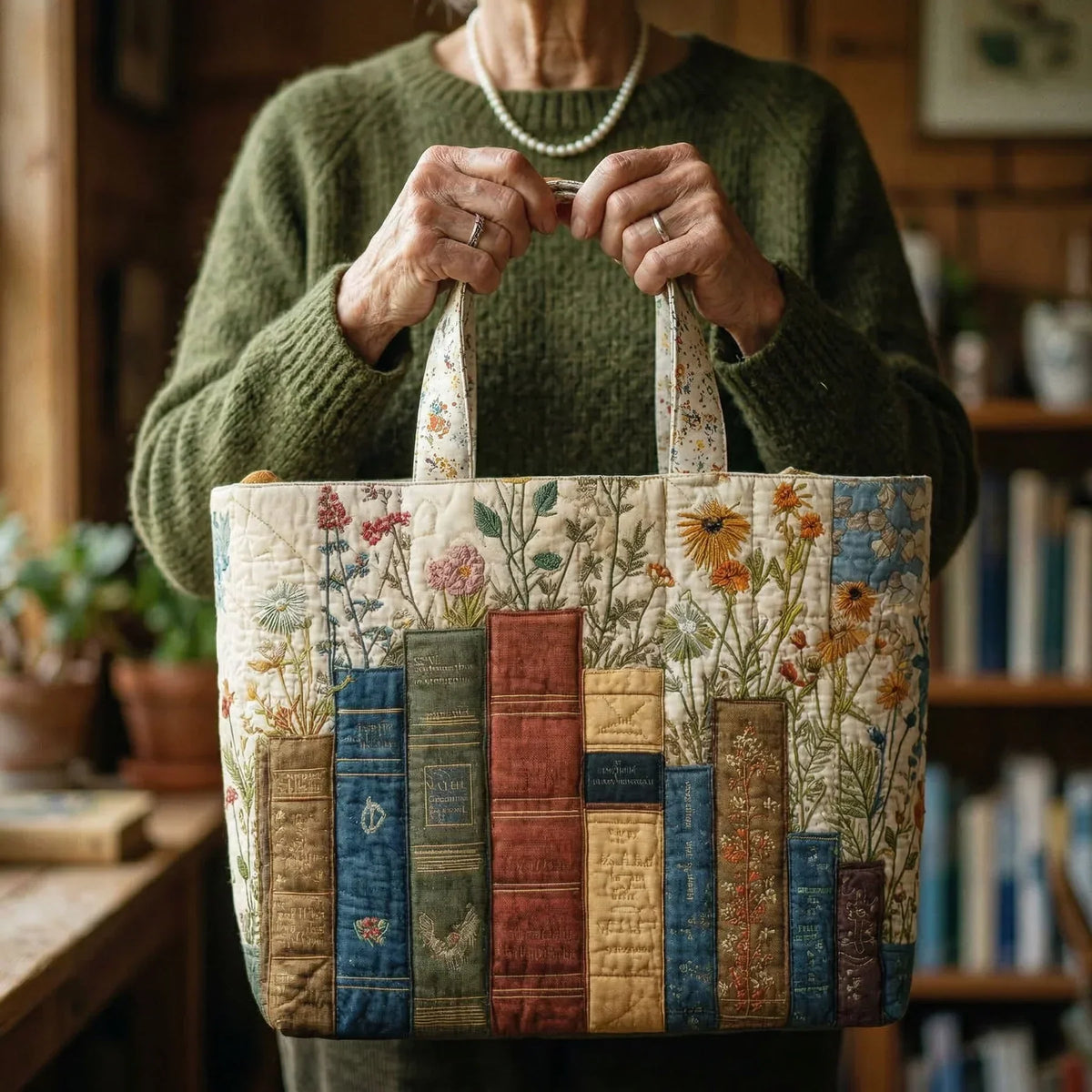Borsa artigianale | Libri e fiori