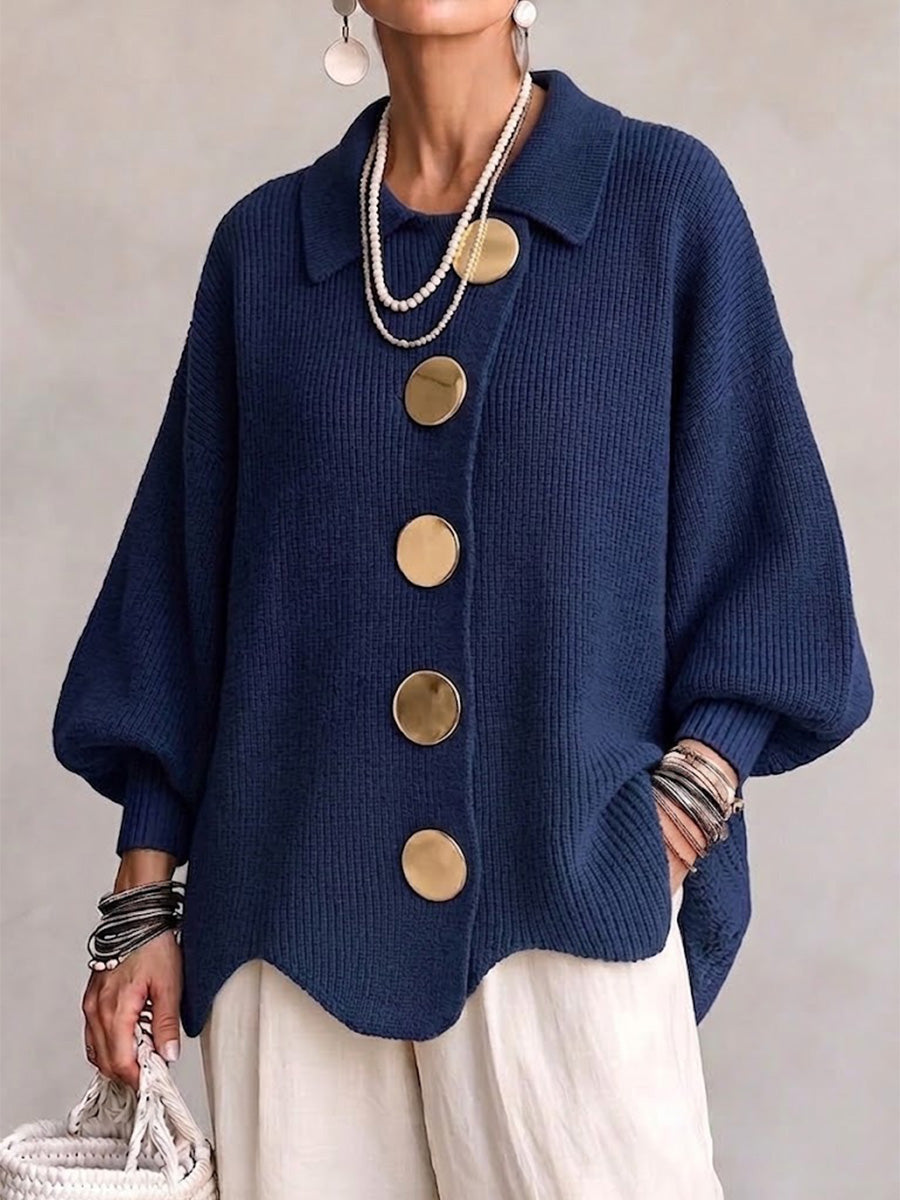 Ilenia | Cardigan Oversize con Colletto e Bottoni Maxi