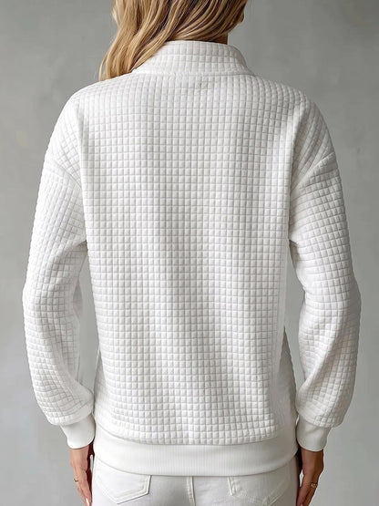Brunella | Pullover Mezza Zip in Maglia Waffle