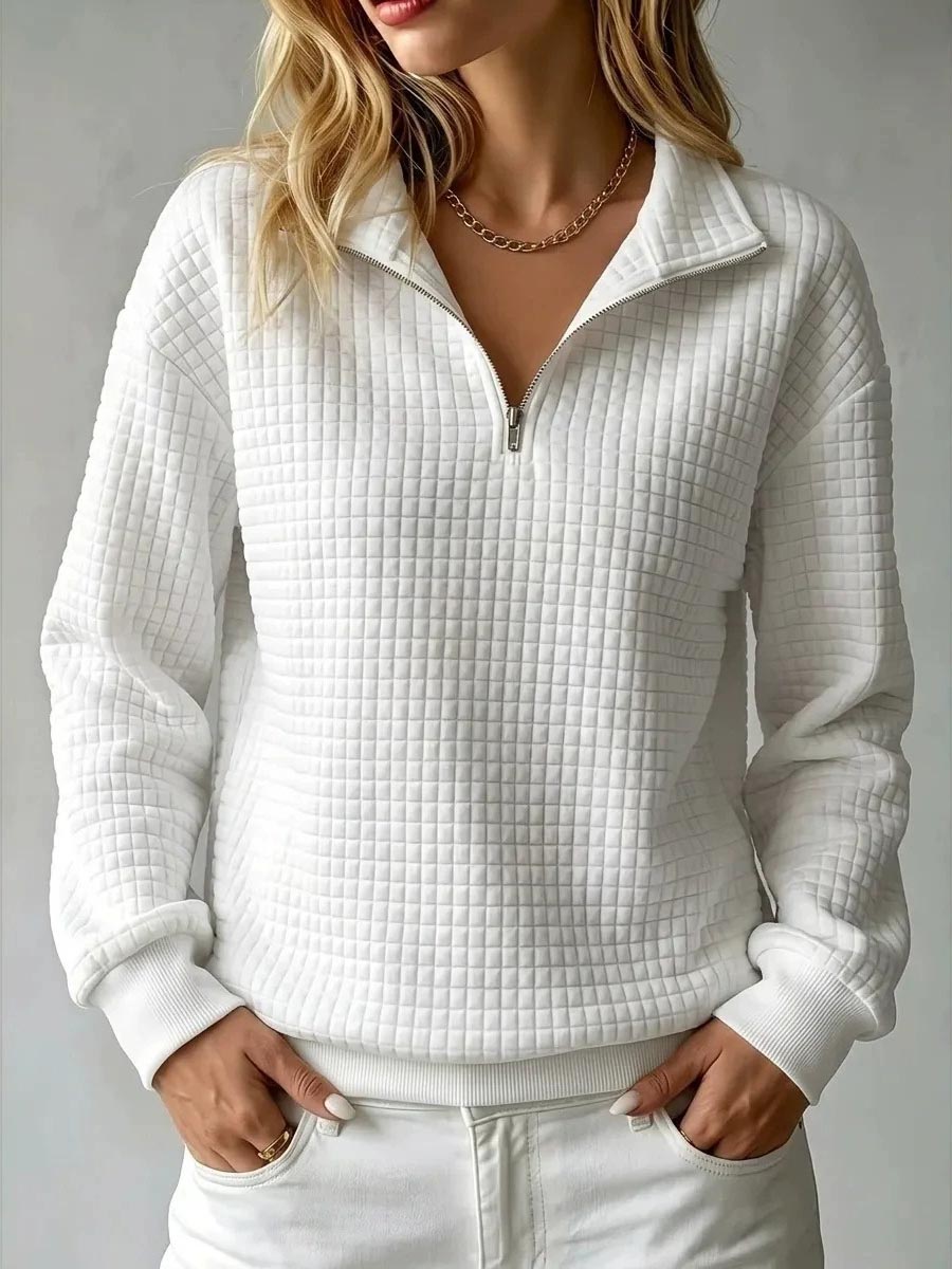 Brunella | Pullover Mezza Zip in Maglia Waffle