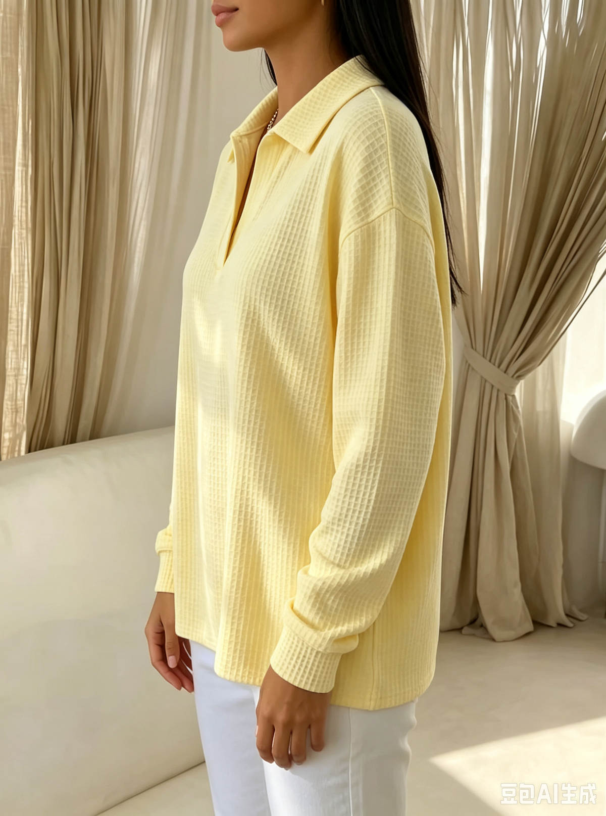 Idalia | Top Polo in Maglia Waffle Morbida