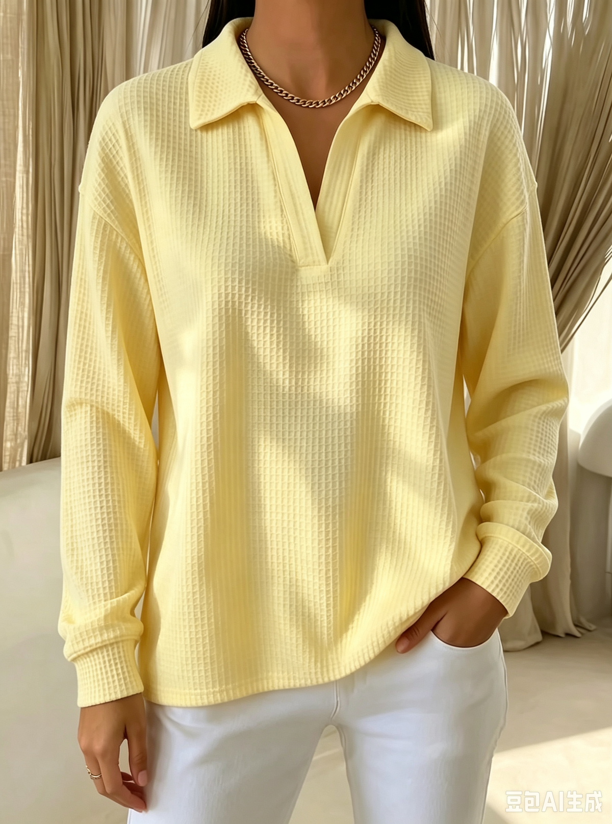 Idalia | Top Polo in Maglia Waffle Morbida