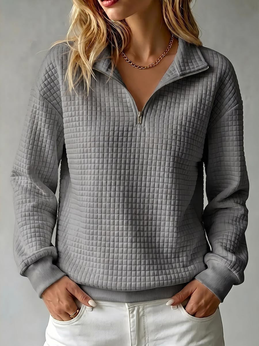 Brunella | Pullover Mezza Zip in Maglia Waffle