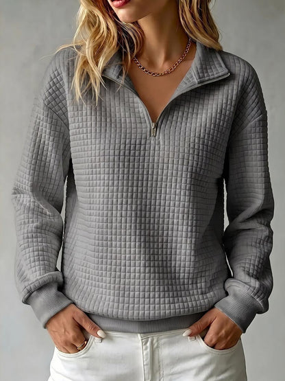Brunella | Pullover Mezza Zip in Maglia Waffle